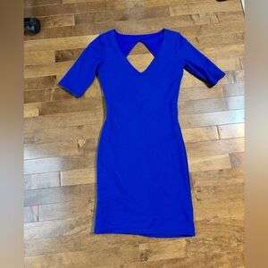 Dynamite Royal Blue Midi Bodycon Dress with V-Back
